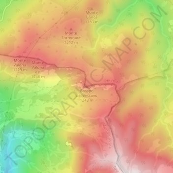 Topografische kaart Groppo del Vescovo, hoogte, reliëf