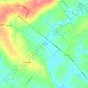 Topografische kaart Bergey, hoogte, reliëf