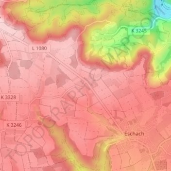 Topografische kaart Kemnaten, hoogte, reliëf