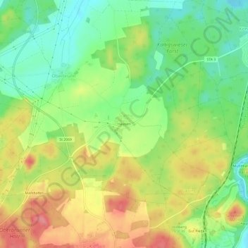 Topografische kaart Hausen, hoogte, reliëf