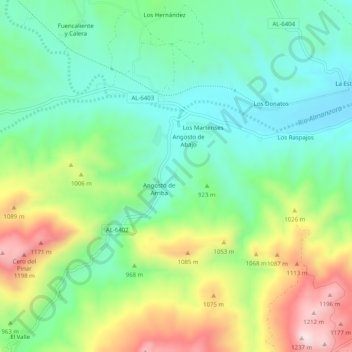 Topografische kaart Los Vegas, hoogte, reliëf