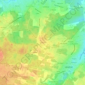 Topografische kaart Le Peyrot, hoogte, reliëf