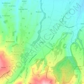 Topografische kaart Lisignano, hoogte, reliëf