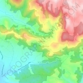 Topografische kaart Gissac Bas, hoogte, reliëf