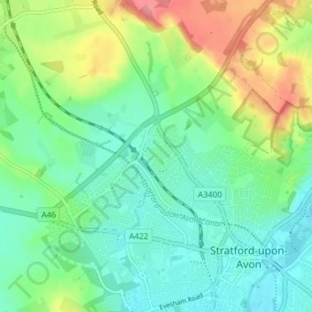 Topografische kaart Bishopton, hoogte, reliëf