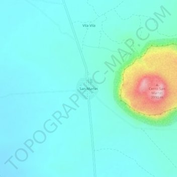 Topografische kaart San Martin, hoogte, reliëf