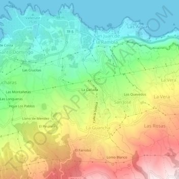 Topografische kaart La Cañada, hoogte, reliëf