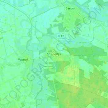Topografische kaart St. Dionys, hoogte, reliëf