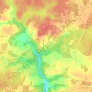 Topografische kaart Le Carroi, hoogte, reliëf