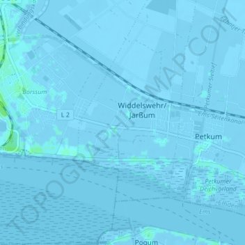 Topografische kaart Jarßum, hoogte, reliëf