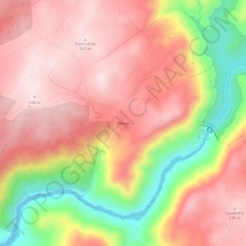 Topografische kaart Póvoa, hoogte, reliëf