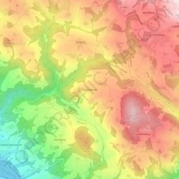Topografische kaart Schlagberg, hoogte, reliëf