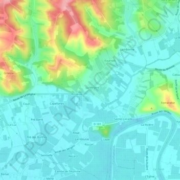 Topografische kaart La Mégère, hoogte, reliëf
