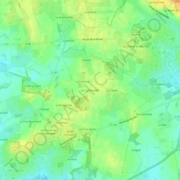 Topografische kaart La Communais, hoogte, reliëf