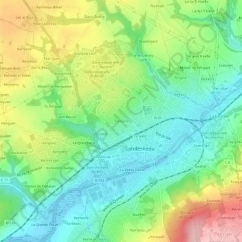 Topografische kaart Tremaria, hoogte, reliëf