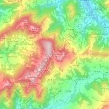Topografische kaart Rocca de' Ghislanzoni, hoogte, reliëf