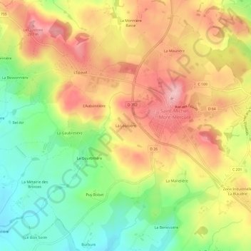 Topografische kaart La Louisière, hoogte, reliëf