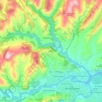 Topografische kaart Faiano, hoogte, reliëf