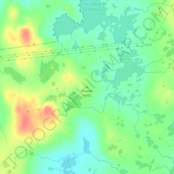 Topografische kaart Hawke Hills, hoogte, reliëf