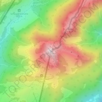 Topografische kaart Spitzstein, hoogte, reliëf