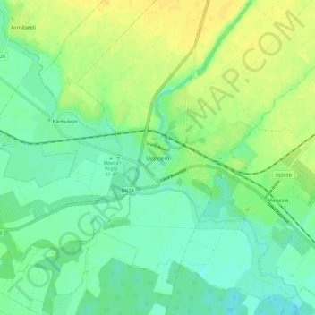 Topografische kaart Urziceni, hoogte, reliëf