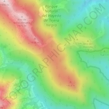 Topografische kaart Loma de Calamorro, hoogte, reliëf