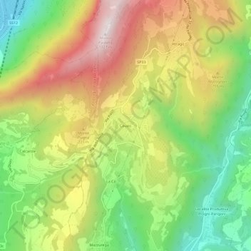 Topografische kaart Cavalo, hoogte, reliëf