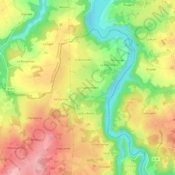 Topografische kaart La Chaudronnière, hoogte, reliëf