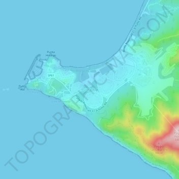 Topografische kaart Punta Ala, hoogte, reliëf