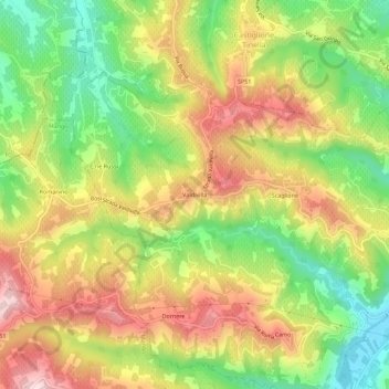 Topografische kaart Valdivilla, hoogte, reliëf