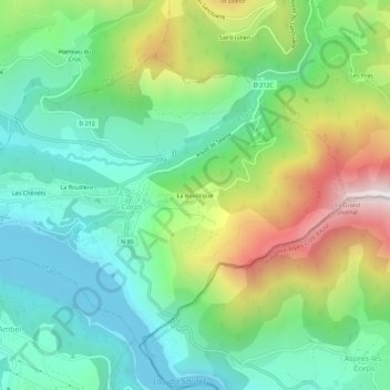 Topografische kaart La Boustigue, hoogte, reliëf