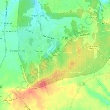 Topografische kaart Torres, hoogte, reliëf