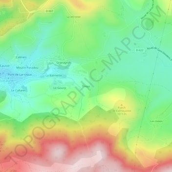 Topografische kaart Thioys, hoogte, reliëf