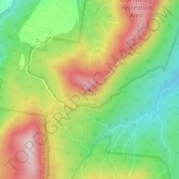 Topografische kaart Mount Gnomon, hoogte, reliëf