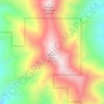 Topografische kaart Mount Ellen, hoogte, reliëf