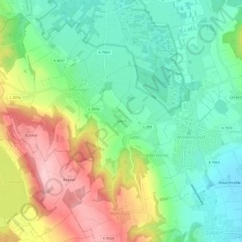 Topografische kaart Tafern, hoogte, reliëf
