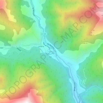 Topografische kaart Bielsa, hoogte, reliëf