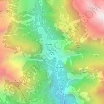 Topografische kaart Lirone, hoogte, reliëf