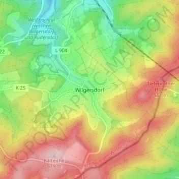 Topografische kaart Wilgersdorf, hoogte, reliëf