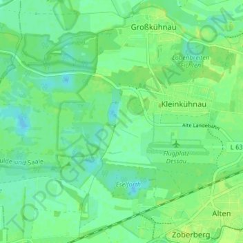 Topografische kaart Siedlung Bergens Busch, hoogte, reliëf