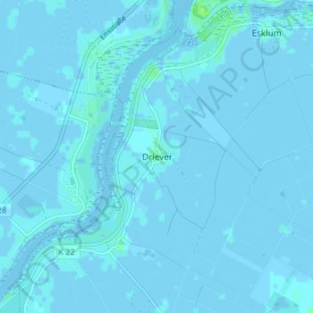 Topografische kaart Driever, hoogte, reliëf