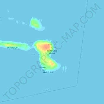 Topografische kaart Ferryland Head, hoogte, reliëf