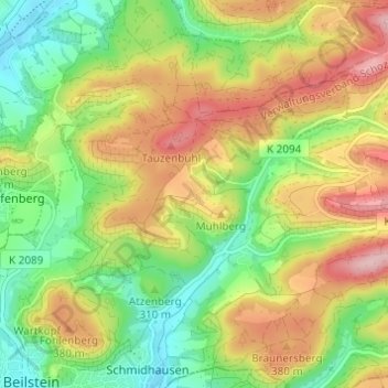 Topografische kaart Gagernberg, hoogte, reliëf