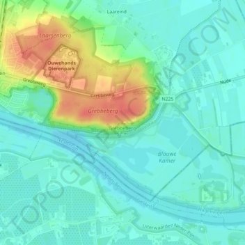 Topografische kaart Grebbeberg, hoogte, reliëf