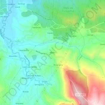 Topografische kaart Abadia, hoogte, reliëf