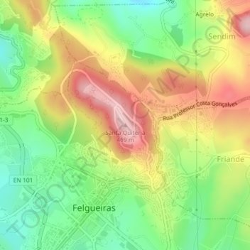 Topografische kaart Santa Quitéria, hoogte, reliëf