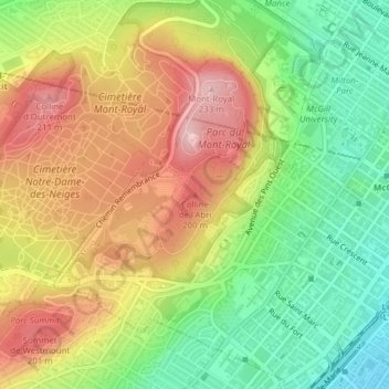 Topografische kaart Colline de l'Abri, hoogte, reliëf