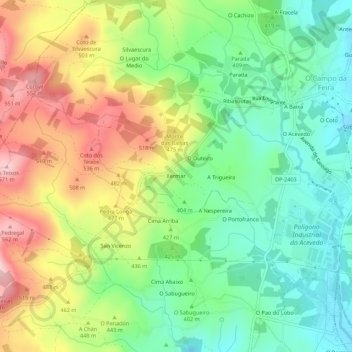 Topografische kaart Xermar, hoogte, reliëf