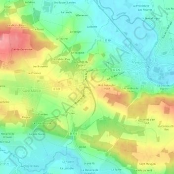 Topografische kaart Pasco, hoogte, reliëf