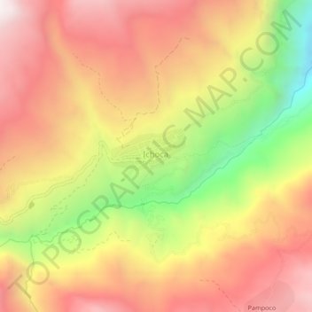 Topografische kaart Ichoca, hoogte, reliëf